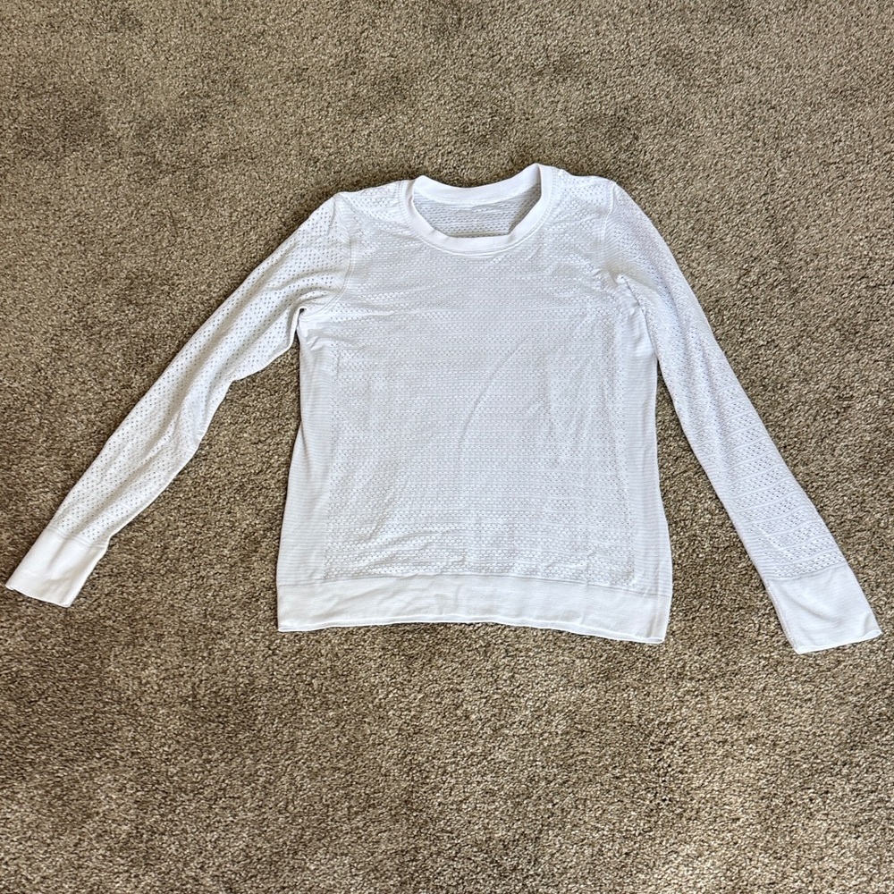 lululemon athletica White Long Sleeve Perforated Crew